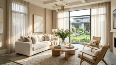 A beautifully decorated living room demonstrating the best home staging tips for real estate photography.