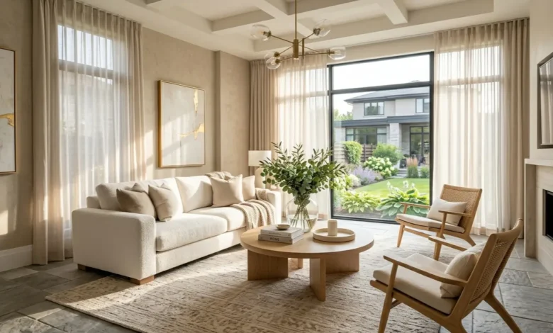 A beautifully decorated living room demonstrating the best home staging tips for real estate photography.