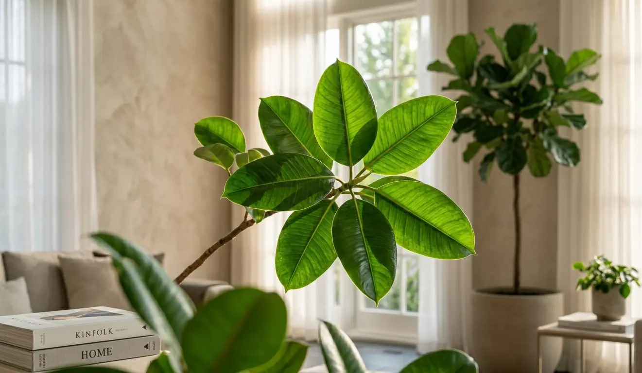 Close up of glossy green leaves representing proper lighting to Keep Your Ficus Tree healthy.