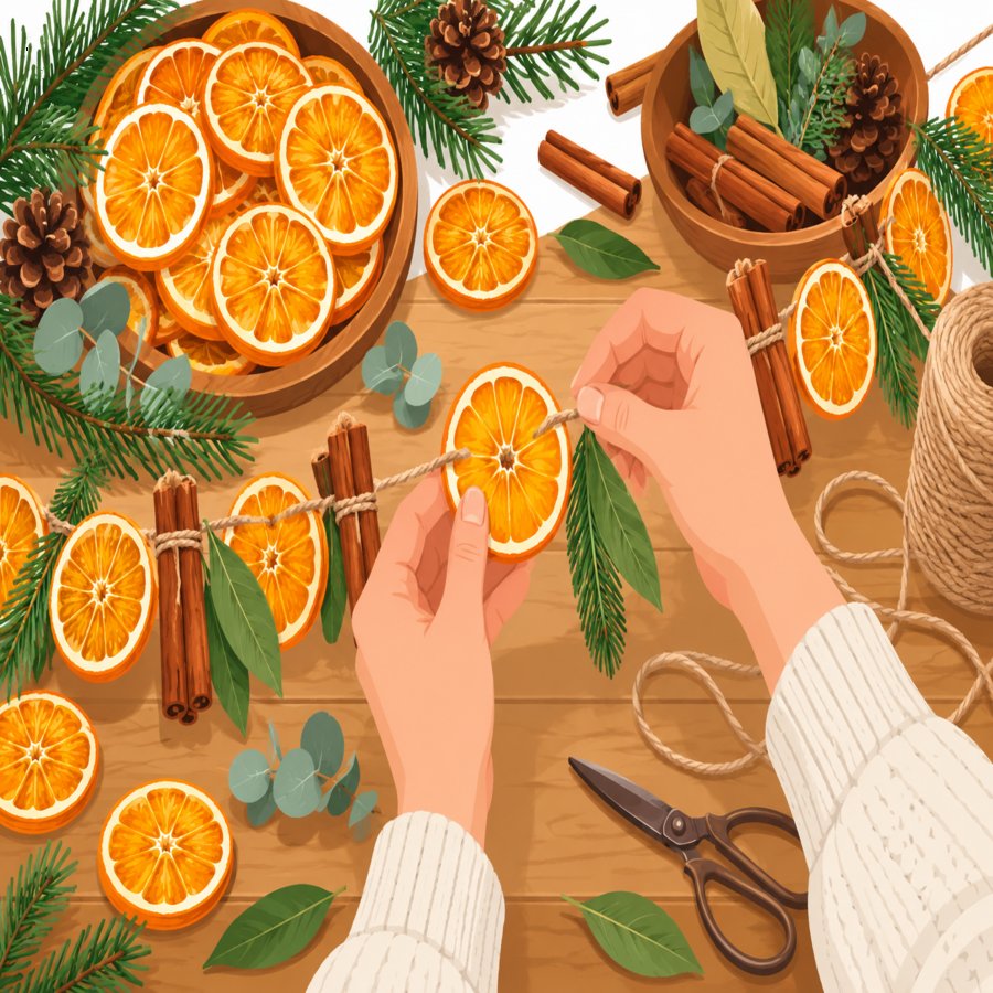 Step-by-step diy holiday garland secrets with dehydrated orange slices and twine
