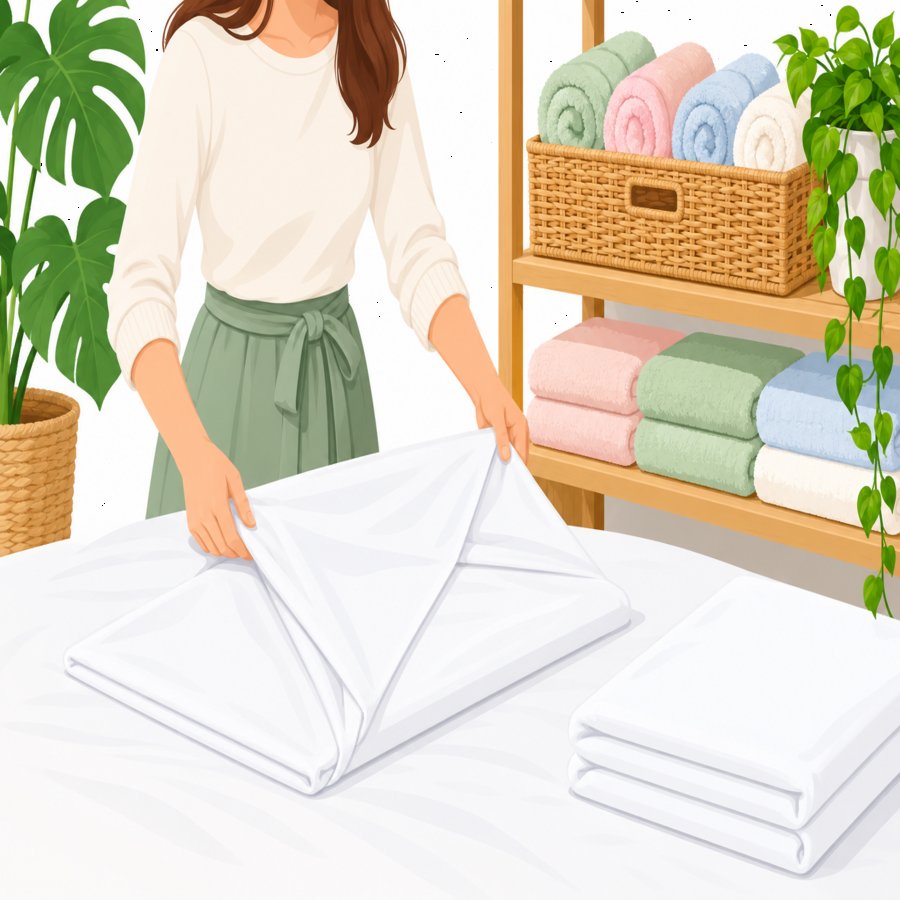 Neatly folded towels and sheets avoiding linen closet storage blunders