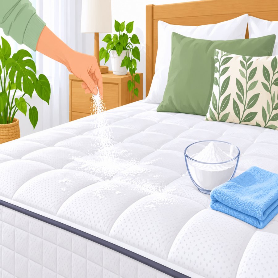 Cozy bedroom scene showing mattress deep cleaning secrets in a fresh pastel setting