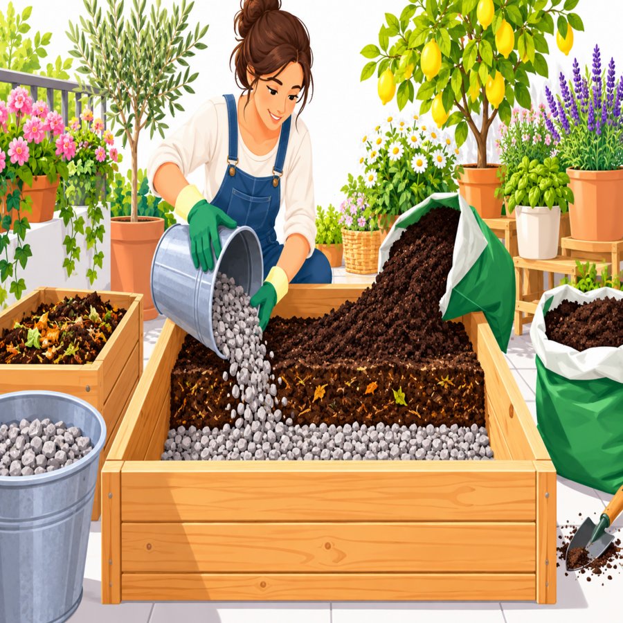 Close-up of raised garden bed mistakes being corrected with proper soil and drainage layers